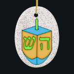 Chanukah Dreidel Ceramic Ornament<br><div class="desc">Have fun with these. Think themes! Play with background colors, add or delete text, and (for a bit of an extra fee) customize the back with images, color, your logo / business info., etc.! These are also great for gifts or to use as the finishing touch of class on your...</div>