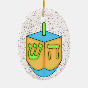 Chanukah Dreidel Ceramic Ornament