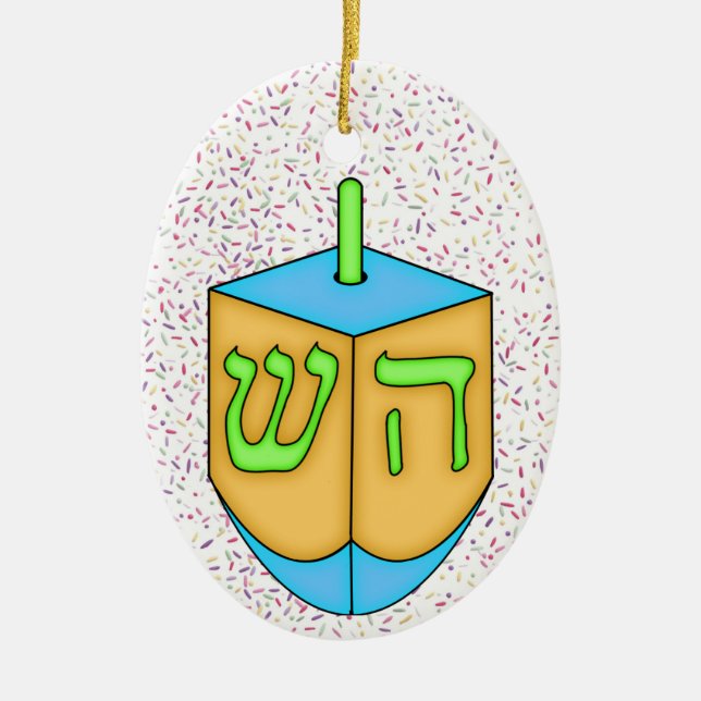Chanukah Dreidel Ceramic Ornament (Front)