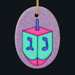 Chanukah Dreidel Ceramic Ornament<br><div class="desc">Have fun with these. Think themes! Play with background colors, add or delete text, and (for a bit of an extra fee) customize the back with images, color, your logo / business info., etc.! These are also great for gifts or to use as the finishing touch of class on your...</div>