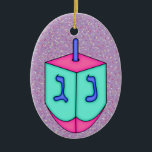 Chanukah Dreidel Ceramic Ornament<br><div class="desc">Have fun with these. Think themes! Play with background colors, add or delete text, and (for a bit of an extra fee) customize the back with images, color, your logo / business info., etc.! These are also great for gifts or to use as the finishing touch of class on your...</div>