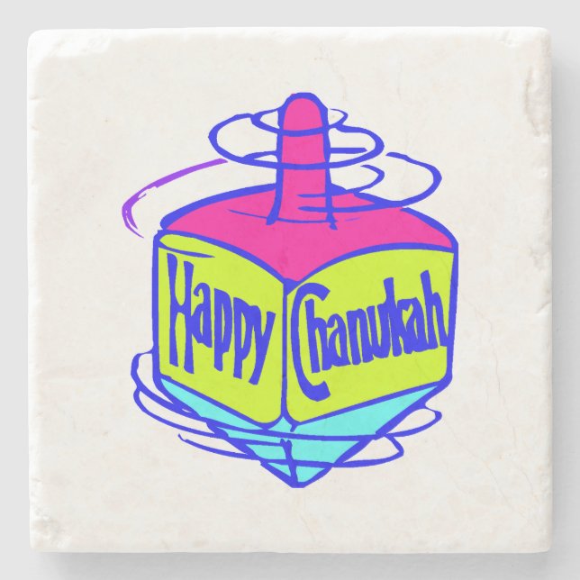 Chanukah Dreidel Stone Coaster (Front)