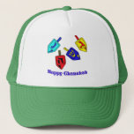 Chanukah Dreidels Trucker Hat<br><div class="desc">A Happy Chanukah gift featuring 4 dreidels with Hebrew letters which represent A Great Miracle Happened There!</div>