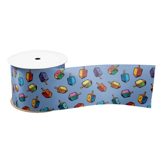 Chanukah Giftwrap - Dreidels - Judaica - Ribbon  (Spool)