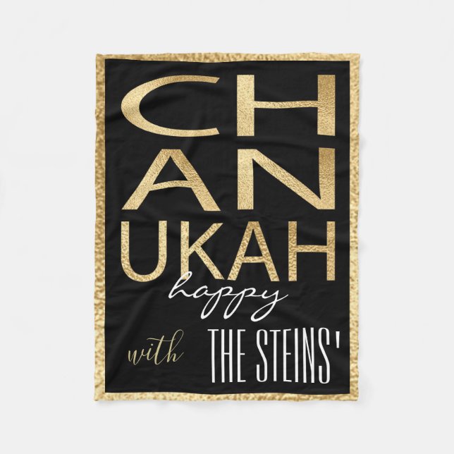 Chanukah Gold Fleece Blanket (Front)