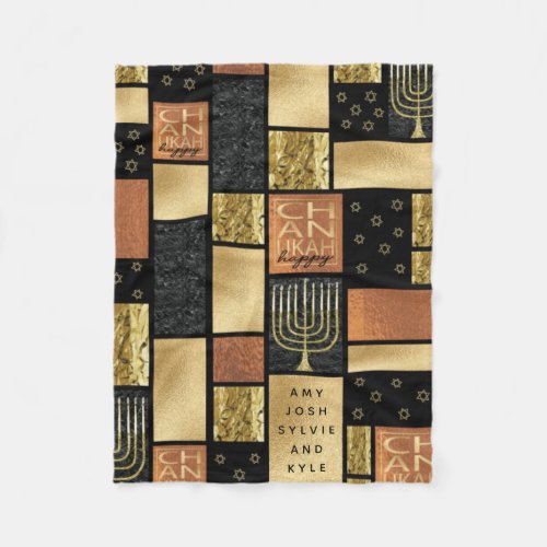 Chanukah Golden Montage Fleece Blanket