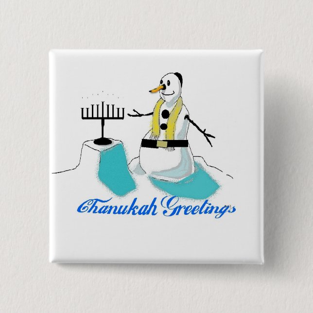 Chanukah Greetings Pinback Button (Front)