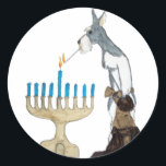 chanukah ( Hanukkah ) card Classic Round Sticker<br><div class="desc">chanukah ( Hanukkah ) card schnauzer s lighting the menorah</div>