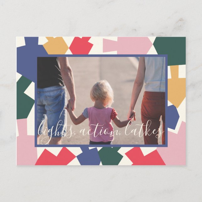 Chanukah Hanukkah Dancing Dreidels Invitation Postcard (Front)