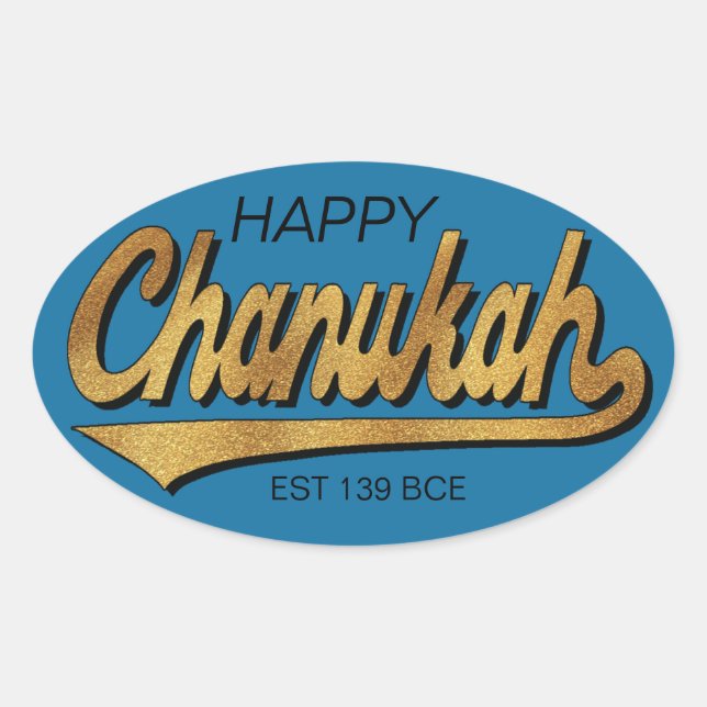 Chanukah/Hanukkah Retro Stickers OVAL (Front)