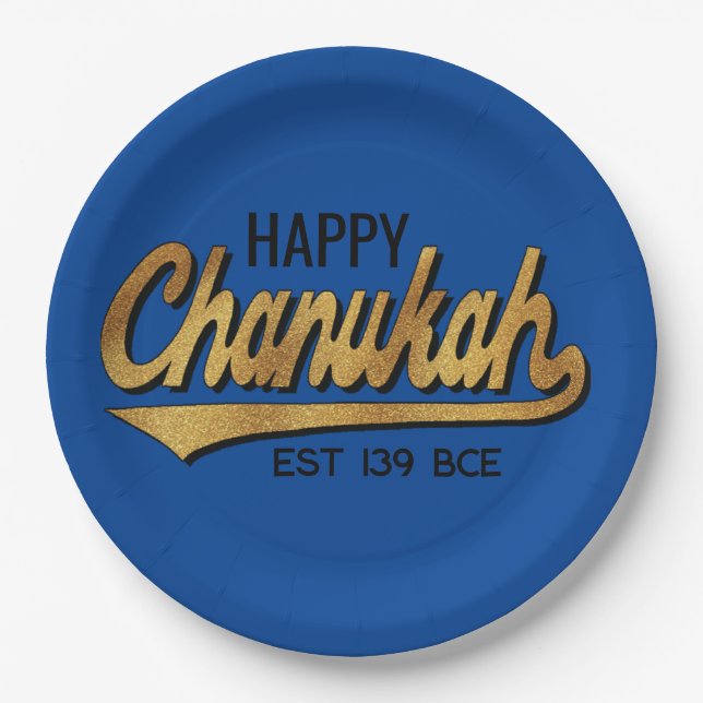 Chanukah Happy Retro Paper Plates (Front)