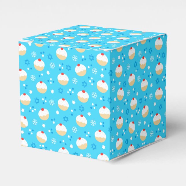 Chanukah Jelly Doughnuts Jewish Stars Snowflakes Favor Boxes (Front Side)