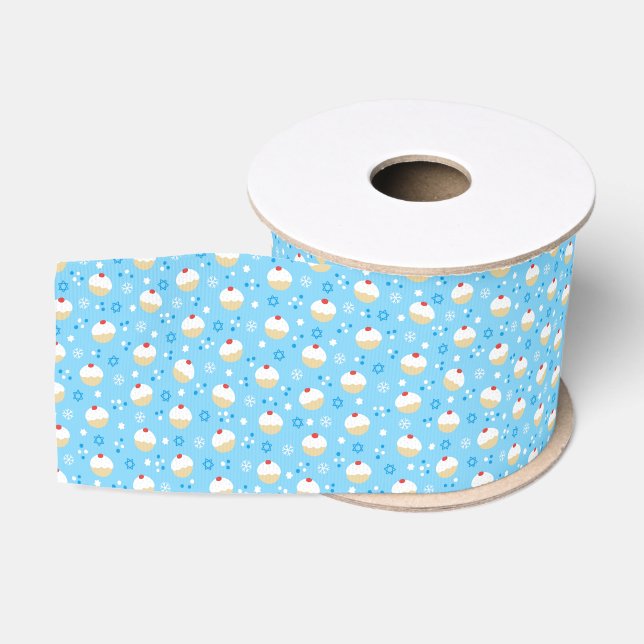 Chanukah Jelly Doughnuts Jewish Stars Snowflakes Grosgrain Ribbon (Spool)
