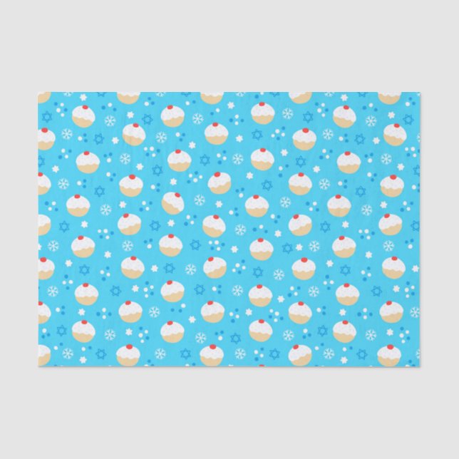 Chanukah Jelly Doughnuts Stars Blue Tissue Paper (Front)
