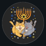 Chanukah Jewish Menorah Kitten Funny Cat Hanukkah Classic Round Sticker<br><div class="desc">Chanukah Jewish Menorah Kitten Funny Cat Hanukkah</div>