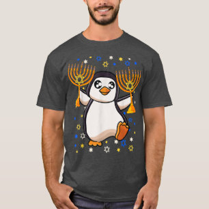 Chanukah Jewish Menorah Penguin Funny Hanukkah  T-Shirt
