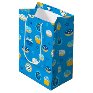 Chanukah Jewish Star Cupcakes Blue Medium Gift Bag