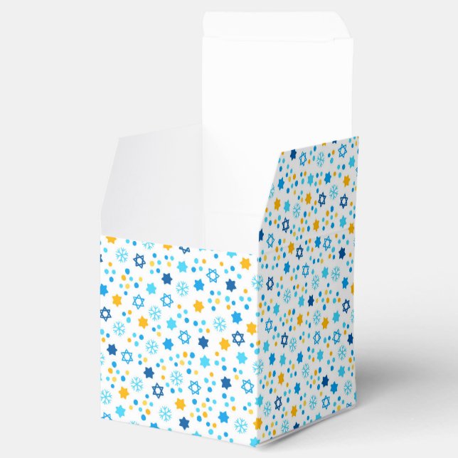 Chanukah Jewish Stars Snowflakes White Blue Gold Favor Boxes (Opened)