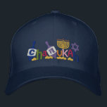Chanukah Letters Embroidered Baseball Hat<br><div class="desc">Hanukkah design features text made from dreidel,  Menorah,  Star of David and gold coins.</div>