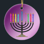 Chanukah Menorah Ceramic Ornament<br><div class="desc">Have fun with these. Think themes! Add or delete text, and (for a bit of an extra fee which is already added here) customize the back with images, color, your logo / business info., etc.! These are also great for gifts or to use as the finishing touch of class on...</div>