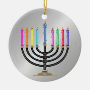 Chanukah Menorah Ceramic Ornament