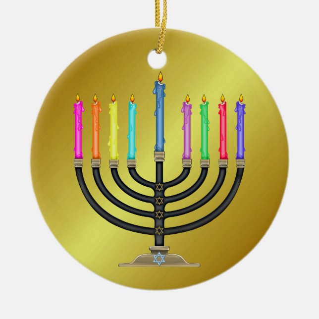 Chanukah Menorah Ceramic Ornament (Front)