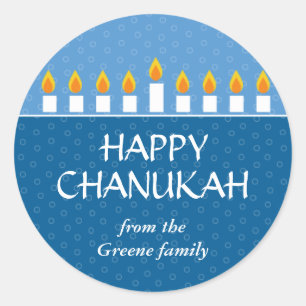 Chanukah Menorah Classic Round Sticker