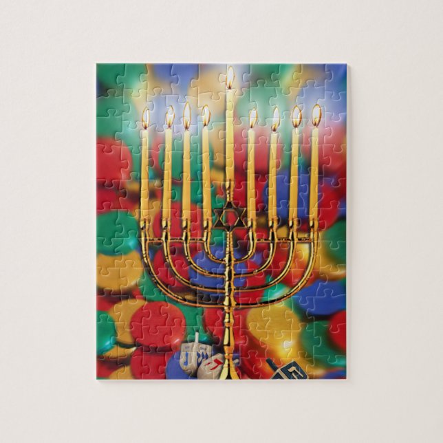Chanukah Menorah, Dreidel, Candy Jigsaw Puzzle (Vertical)