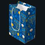 Chanukah Menorah Gelt Dreidel Blue Medium Gift Bag<br><div class="desc">Create a lovely Chanukah gift with this gift bag and matching tissue paper.</div>
