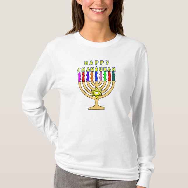 Chanukah Menorah Lights T-Shirt (Front)