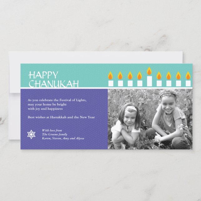 Chanukah Menorah Photo Card (Front)