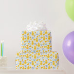Chanukah Menorahs Gelt Pitcher Oil White Gold Blue Wrapping Paper<br><div class="desc">Add some holiday color and sparkle with this fun Chanukah wrapping paper design. Appropriate for children or adults, corporate or family gift wrap needs. There are coordinating gift bags, tissue paper, and ribbon for a complete Chanukah look, or you can mix and match with our other Chanukah wrapping paper patterns....</div>