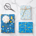Chanukah Mixed Set of Jewish Stars Dreidel Candles Wrapping Paper Sheets<br><div class="desc">Sometimes you just have a few items to wrap for Chanukah, and you don't want to buy a huge roll of Chanukah wrapping paper that will linger in your closet for years. This selection of three Chanukah wrapping paper sheets is perfect for wrapping a few gifts. Three separate sheets of...</div>