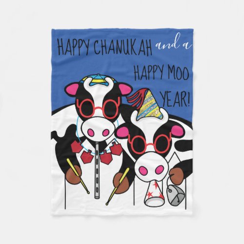 Chanukah Moo Year Fleece Blanket