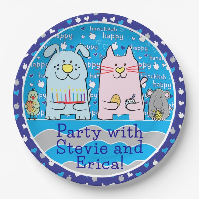 Chanukah Mouse and Friends Paper Plates (Front)