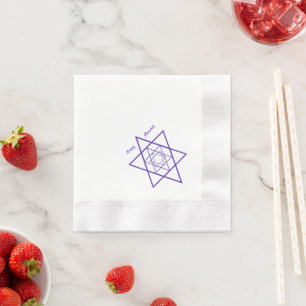 Chanukah or Hanukkah Blue Stars Cocktail Napkins