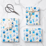 Chanukah Presents Gifts w/Bows Blue White Gold Wrapping Paper Sheets<br><div class="desc">Sometimes you just have a few items to wrap for Chanukah, and you don't want to buy a huge roll of Chanukah wrapping paper that will linger in your closet for years. This selection of three Chanukah wrapping paper sheets is perfect for wrapping a few gifts. Three separate sheets of...</div>