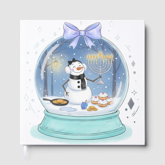 Chanukah Snow Globe Foil Guest Book (Front)