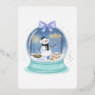 Chanukah Snow Globe Foil Invitation