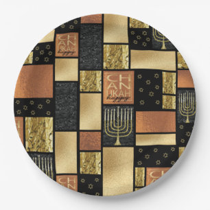 Chanukah Sparkly Tiles Paper Plates