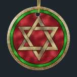 Chanukah Star of David Ceramic Ornament<br><div class="desc">Think themes! Play with background colors, add or delete text, and (for a bit of an extra fee added already here, but can be deleted) customize the back with images, color, your logo / business info., etc.! These are also great for gifts or to use as the finishing touch of...</div>