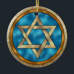 Chanukah Star of David Ceramic Ornament<br><div class="desc">Have fun with these. Think themes! Play with background colors, add or delete text, and (for a bit of an extra fee) customize the back with images, color, your logo / business info., etc.! These are also great for gifts or to use as the finishing touch of class on your...</div>