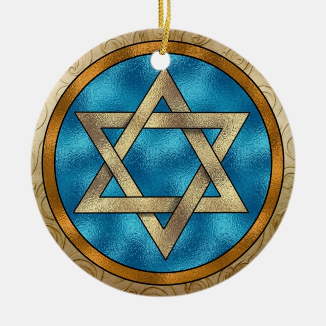 Chanukah Star of David Ceramic Ornament (Front)