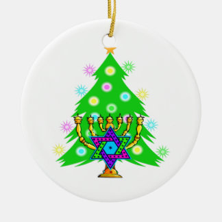 Chanukkah and Christmas Ceramic Ornament