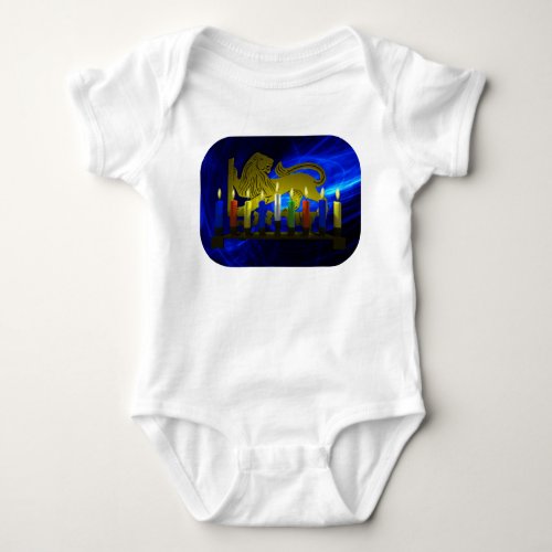 Chanukkah Brass Lion Menorah Baby Bodysuit