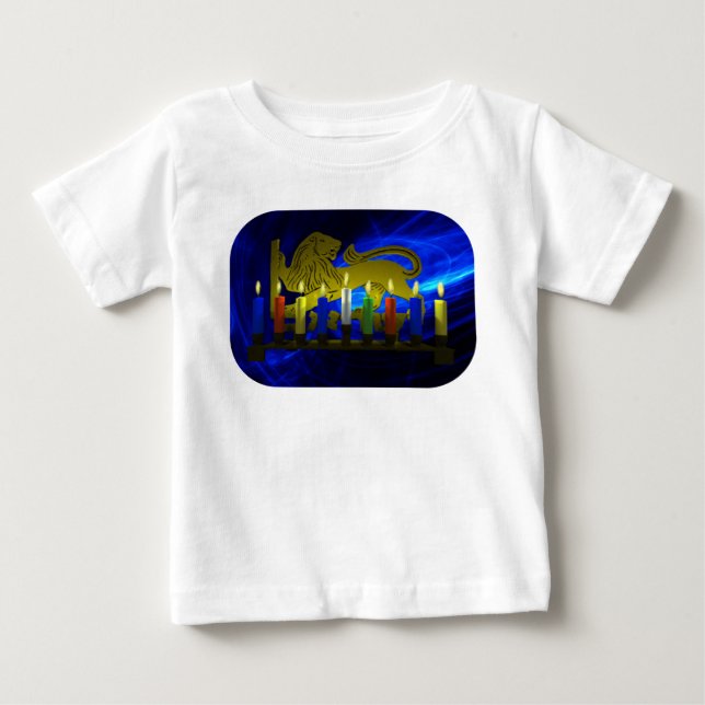 Chanukkah Brass Lion Menorah Baby T-Shirt (Front)