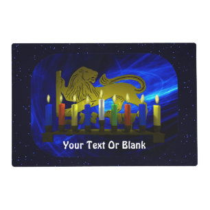 Chanukkah Brass Lion Menorah Placemat