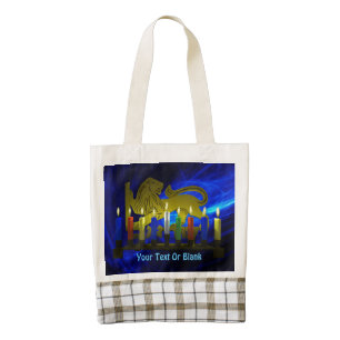 Chanukkah Brass Lion Menorah Zazzle HEART Tote Bag