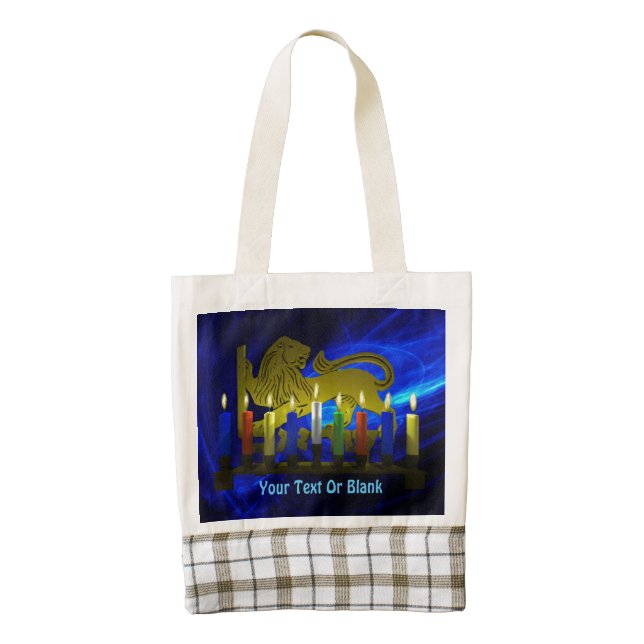 Chanukkah Brass Lion Menorah Zazzle HEART Tote Bag (Front)