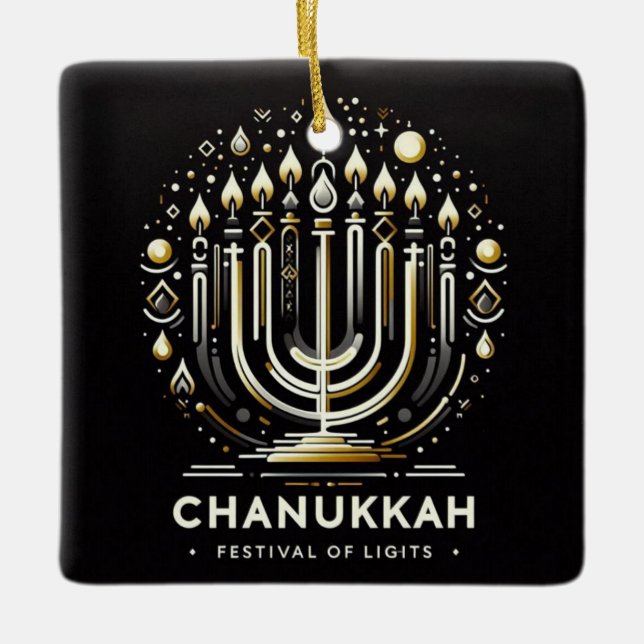 Chanukkah Ceramic Ornament (Front)